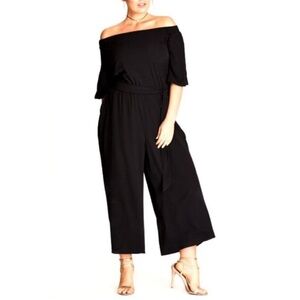 City Chic Black Off-Shoulder Jumpsuit